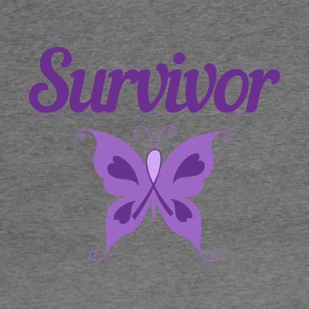 Purple Ribbon Awareness Gift Butterfly Thyroid Cancer Survivor Gift Eating Disorders Domestic Violence by InnerMagic
